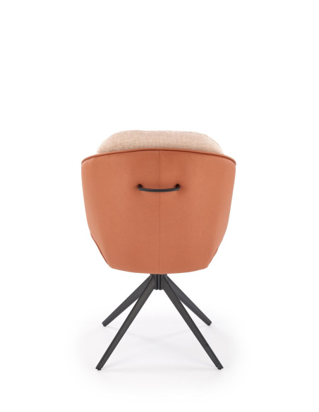 K554 Krzesło Obracane 180° Kubełkowe Brązowo/Beżowe | Tkanina/Eco Skóra