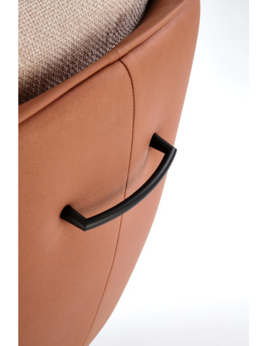 K554 Krzesło Obracane 180° Kubełkowe Brązowo/Beżowe | Tkanina/Eco Skóra