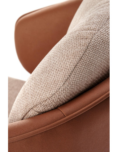 K554 Krzesło Obracane 180° Kubełkowe Brązowo/Beżowe | Tkanina/Eco Skóra