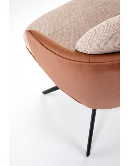 K554 Krzesło Obracane 180° Kubełkowe Brązowo/Beżowe | Tkanina/Eco Skóra