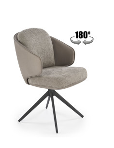 K554 Krzesło Obracane 180° Kubełkowe Popielate | Tkanina/Eco Skóra