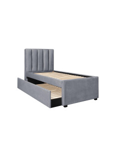 RUSSO 90x200 cm Łóżko Dwuosobowe Popielate Velvet z Wysuwanym Materacem