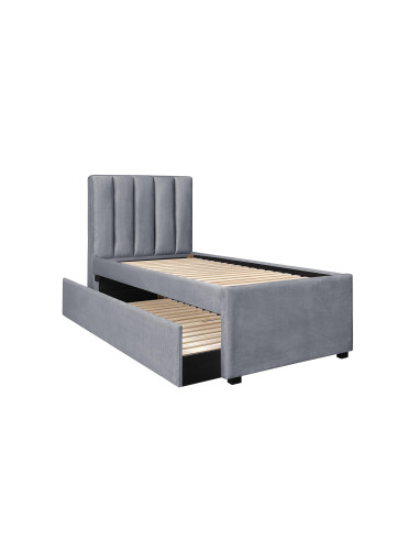 RUSSO 90x200 cm Łóżko Dwuosobowe Popielate Velvet z Wysuwanym Materacem