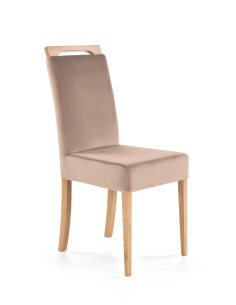 CLARION Krzesło Tapicerowane Jasno Brązowe / Dąb Miodowy | Swoboda i Styl