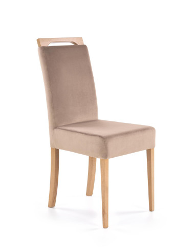 CLARION Krzesło Tapicerowane Jasno Brązowe / Dąb Miodowy | Swoboda i Styl