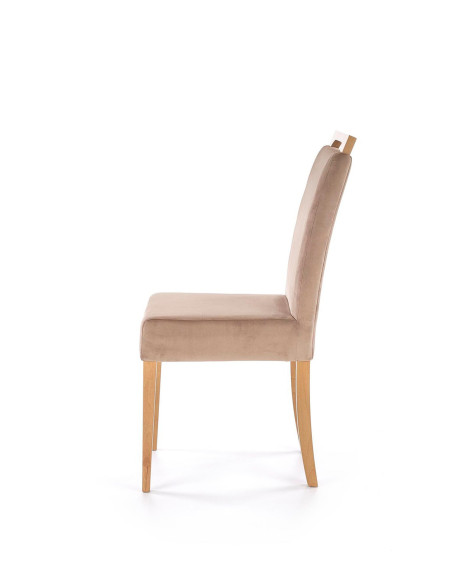 CLARION Krzesło Tapicerowane Jasno Brązowe / Dąb Miodowy | Swoboda i Styl