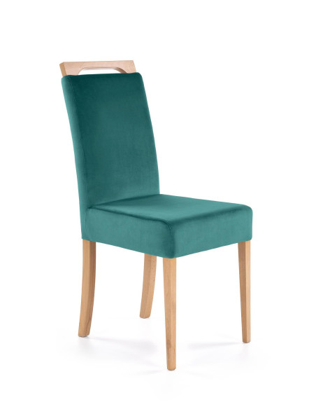 CLARION Krzesło Tapicerowane Ciemno Zielone / Dąb Miodowy | Swoboda i Styl