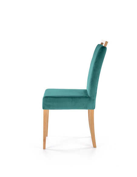 CLARION Krzesło Tapicerowane Ciemno Zielone / Dąb Miodowy | Swoboda i Styl