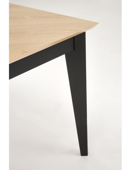 EDMONDO Stół Rozkładany 160-240cm Dąb Naturalny Nogi Drewniane Czarne