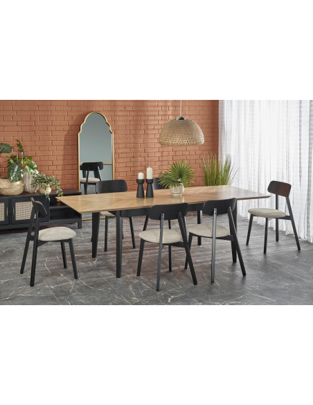 EDMONDO Stół Rozkładany 160-240cm Dąb Naturalny Nogi Drewniane Czarne