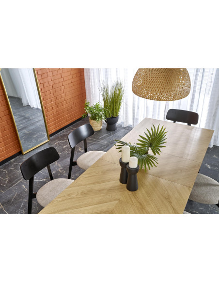 EDMONDO Stół Rozkładany 160-240cm Dąb Naturalny Nogi Drewniane Czarne