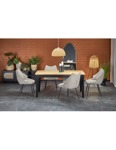 EDMONDO Stół Rozkładany 160-240cm Dąb Naturalny Nogi Drewniane Czarne