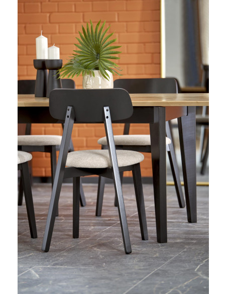 EDMONDO Stół Rozkładany 160-240cm Dąb Naturalny Nogi Drewniane Czarne