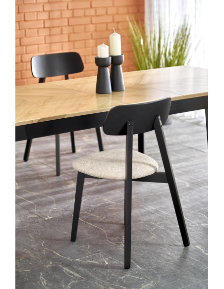 EDMONDO Stół Rozkładany 160-240cm Dąb Naturalny Nogi Drewniane Czarne