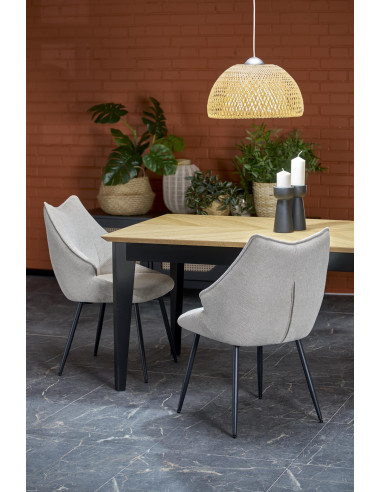 EDMONDO Stół Rozkładany 160-240cm Dąb Naturalny Nogi Drewniane Czarne