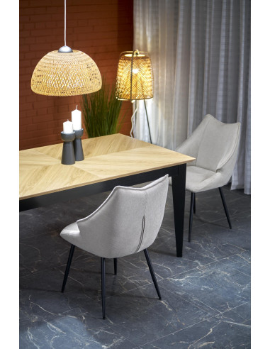 EDMONDO Stół Rozkładany 160-240cm Dąb Naturalny Nogi Drewniane Czarne