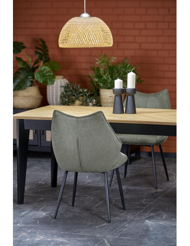 EDMONDO Stół Rozkładany 160-240cm Dąb Naturalny Nogi Drewniane Czarne