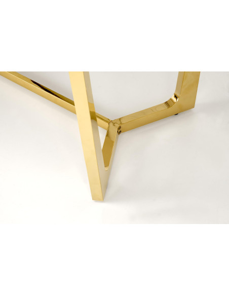 CLEMENTE Stół Glamour 160/90/76 cm Spiek Biały Marmur | Złote Nogi