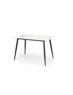EMILIO Stół 120/70/76 cm Spiek / Marmur Biały Nogi Stalowe Zwężane Czarne