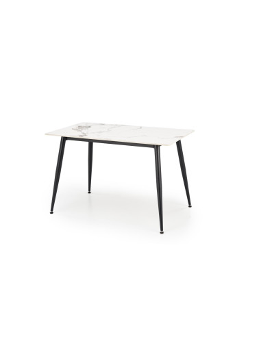EMILIO Stół 120/70/76 cm Spiek / Marmur Biały Nogi Stalowe Zwężane Czarne