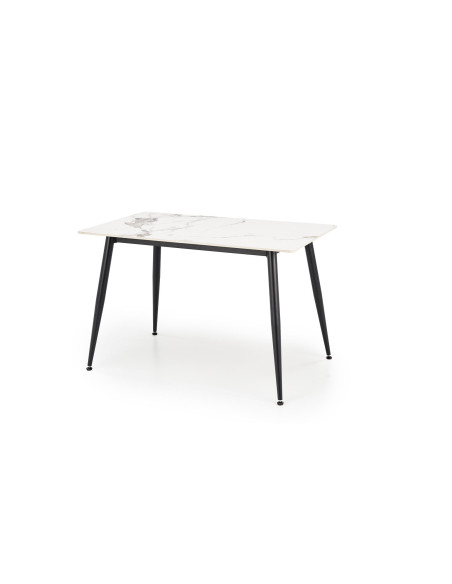 EMILIO Stół 120/70/76 cm Spiek / Marmur Biały Nogi Stalowe Zwężane Czarne