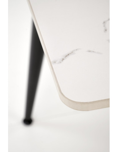 EMILIO Stół 120/70/76 cm Spiek / Marmur Biały Nogi Stalowe Zwężane Czarne