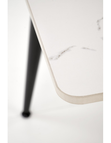 EMILIO Stół 120/70/76 cm Spiek / Marmur Biały Nogi Stalowe Zwężane Czarne