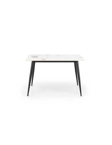 EMILIO Stół 120/70/76 cm Spiek / Marmur Biały Nogi Stalowe Zwężane Czarne