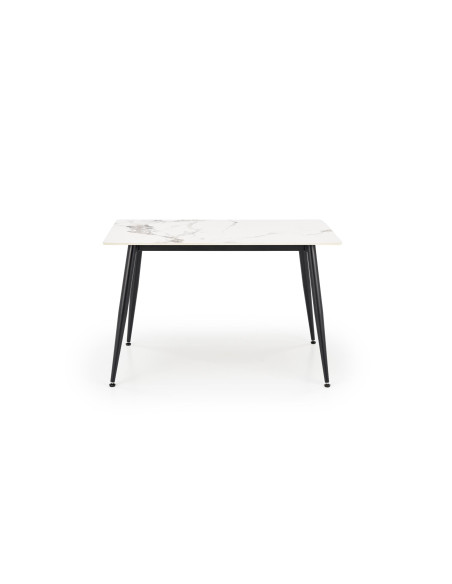 EMILIO Stół 120/70/76 cm Spiek / Marmur Biały Nogi Stalowe Zwężane Czarne