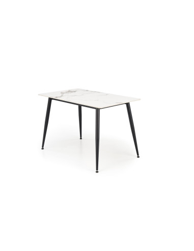 EMILIO Stół 120/70/76 cm Spiek / Marmur Biały Nogi Stalowe Zwężane Czarne