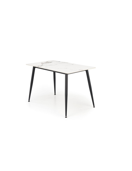 EMILIO Stół 120/70/76 cm Spiek / Marmur Biały Nogi Stalowe Zwężane Czarne