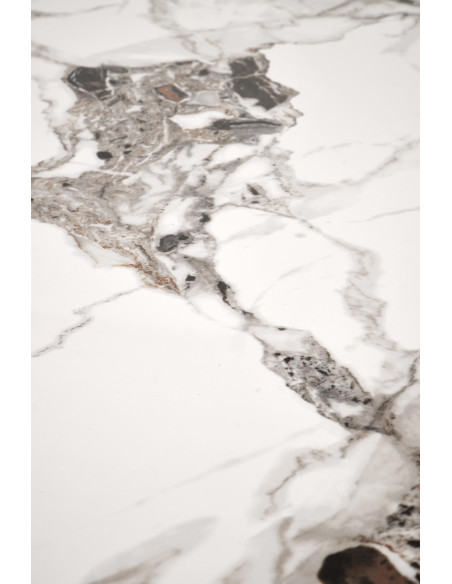 EMILIO Stół 120/70/76 cm Spiek / Marmur Biały Nogi Stalowe Zwężane Czarne