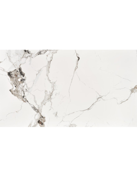 EMILIO Stół 120/70/76 cm Spiek / Marmur Biały Nogi Stalowe Zwężane Czarne