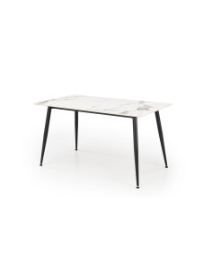 EMILIO Stół 140/80/76 cm Spiek / Marmur Biały Nogi Stalowe Zwężane Czarne
