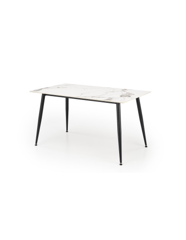 EMILIO Stół 140/80/76 cm Spiek / Marmur Biały Nogi Stalowe Zwężane Czarne