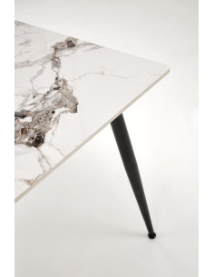EMILIO Stół 140/80/76 cm Spiek / Marmur Biały Nogi Stalowe Zwężane Czarne 2