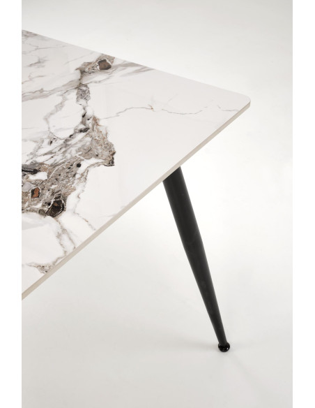 EMILIO Stół 140/80/76 cm Spiek / Marmur Biały Nogi Stalowe Zwężane Czarne