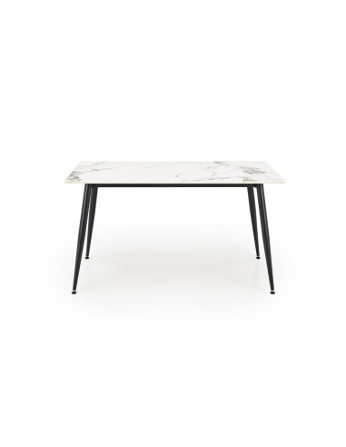 EMILIO Stół 140/80/76 cm Spiek / Marmur Biały Nogi Stalowe Zwężane Czarne