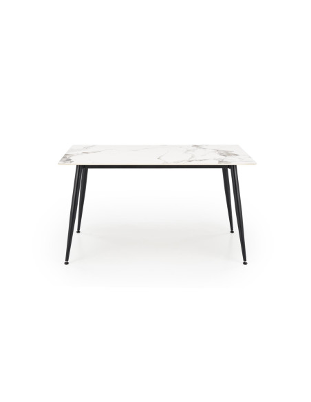 EMILIO Stół 140/80/76 cm Spiek / Marmur Biały Nogi Stalowe Zwężane Czarne