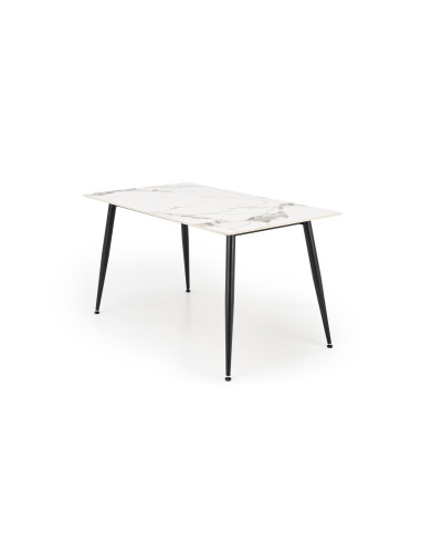 EMILIO Stół 140/80/76 cm Spiek / Marmur Biały Nogi Stalowe Zwężane Czarne