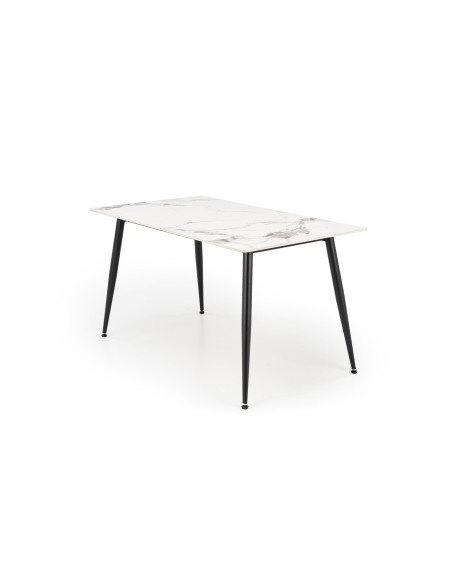 EMILIO Stół 140/80/76 cm Spiek / Marmur Biały Nogi Stalowe Zwężane Czarne