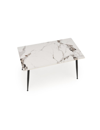 EMILIO Stół 140/80/76 cm Spiek / Marmur Biały Nogi Stalowe Zwężane Czarne
