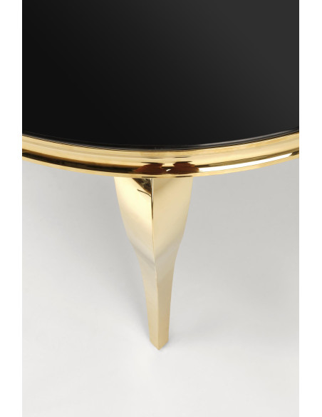 REGINALD_2 Stół Okrągły Glamour Fi120/76 cm Szkło Czarne Nogi Złote