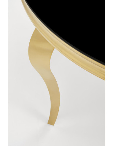 REGINALD_2 Stół Okrągły Glamour Fi120/76 cm Szkło Czarne Nogi Złote