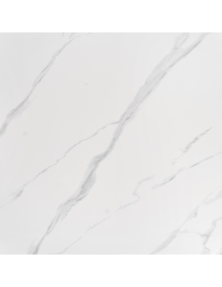 REGINALD Stół Okrągły Glamour Fi120/76 cm Spiek Biały Marmur Nogi Srebrne