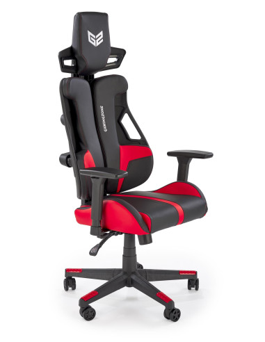 NITRO Fotel Gabinetowy Czarno-Czerwona Eco Skóra Regulacja Podłokietników