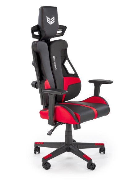 NITRO Fotel Gabinetowy Czarno-Czerwona Eco Skóra Regulacja Podłokietników