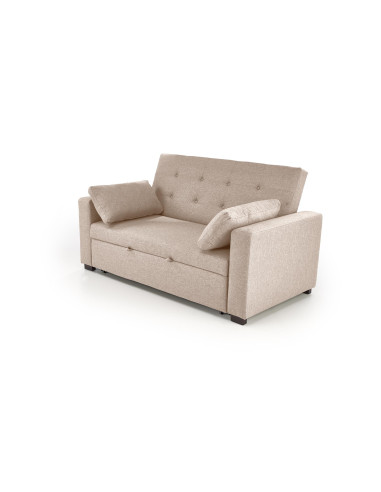 PAULINIO Sofa Rozkładana 90-170 cm Pikowana Beżowa | Przestronny Design