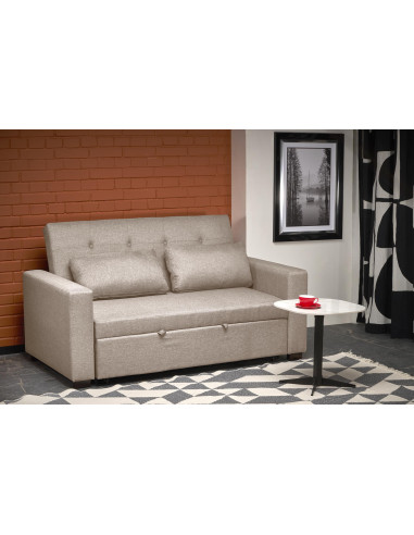 PAULINIO Sofa Rozkładana 90-170 cm Pikowana Beżowa | Przestronny Design