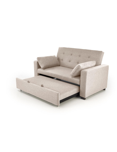 PAULINIO Sofa Rozkładana 90-170 cm Pikowana Beżowa | Przestronny Design